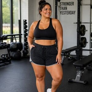 Athletic Works Piped Women's Running Shorts black plus Size XXL 20 Jersey Soft